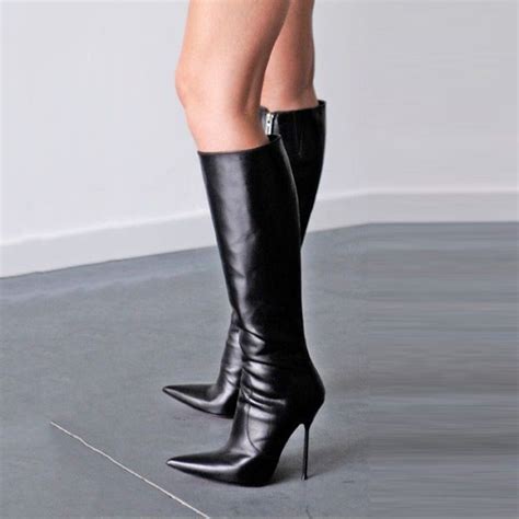 stiletto high knee boots|More.